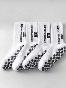 2 Pairs/4 Pairs Unisex Sports Socks, Football Socks, Basketball Socks, Black & White - Black and White - View 2