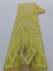 1 Yard /5 Yards Latest 2026 French High-Quality Lace Sequins African Mesh Lace Fabric Latest Design Nigerian 3D Wrap Pattern French Tulle Lace Fabric Is Suitable For Ladies' Wedding Party And Ball Hand-Cutting - A - View 7