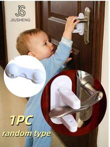 1个儿童安全门把手锁，适用于各种门，儿童及宠物安全门把手锁 - 儿童安全门闩 - 防止幼儿开门 - 成人单手即可轻松操作 - 耐用ABS材质，背面带粘胶 - 无需工具（颜色随机） - 彩色 - 查看 18