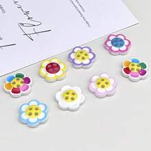 20/24/50 Stück 1,5cm/0,59 Zoll Regenbogen Malerei Stil bunte Pflaumenblüten Punkt Öl Vier-Loch Harz Kunststoff Nähknöpfe, geeignet für Bekleidungszubehör Kleider, Jacken, Hemden, Pullover DIY, Puppen, Handyhülle Dekorationen - Mehrfarbige Pflaumenblüten - Übersicht 12