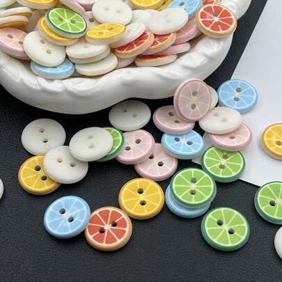 10/20 PCS 1.5-1.8cm/0.71inch Colorful Lemon Slice & Orange Fruit Resin Plastic Sewing Buttons, Suitable For Clothing Accessories Dress, Jacket, Shirt, Sweater DIY, Dolls, Phone Case Decoration