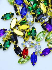 100pcs 5x10mm Horse Eye Shaped Glass Beads, Multi-Color, For DIY Claw Sewing Glass Accessories - Horse Eye Mixed Color - View 2