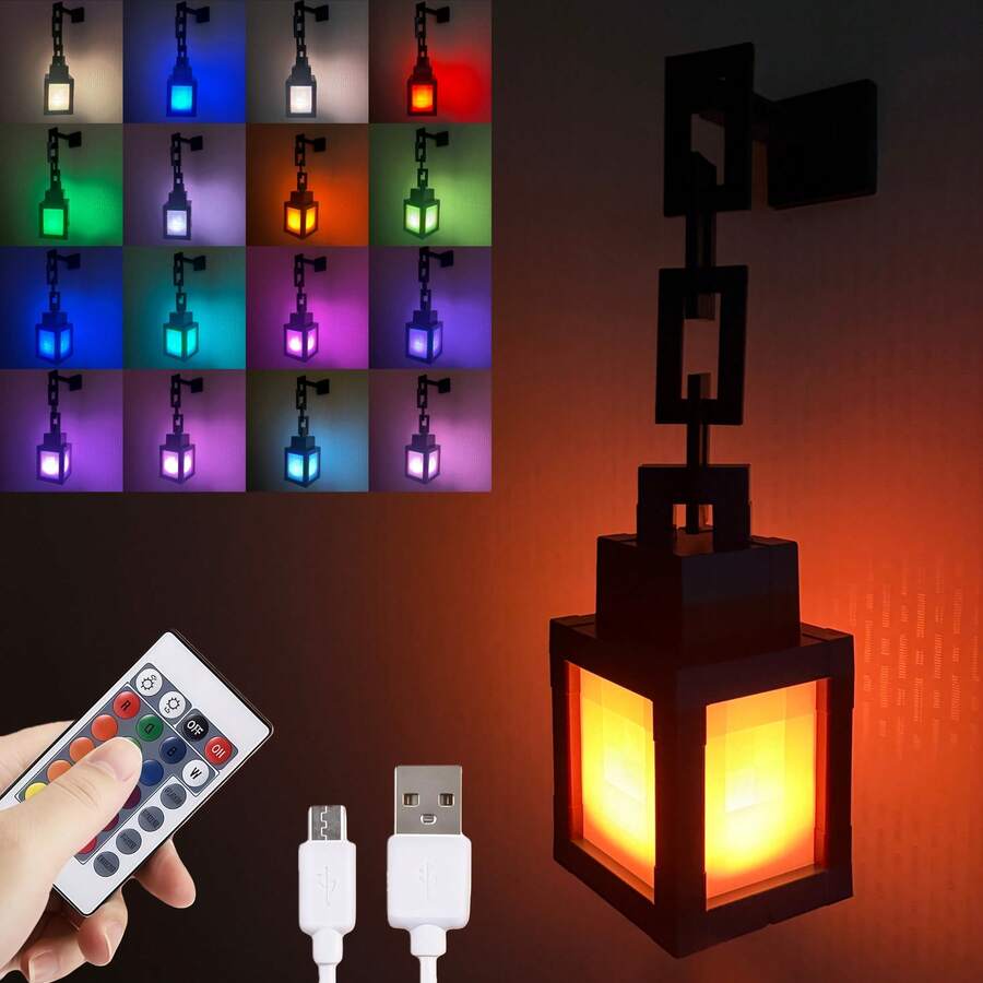 16-Color LED Pixel Lantern | USB-Rechargeable Night Light With Touch Switch & Remote Control - Dual-Use Wall-Mounted/Desktop Lamp, Ideal For Bedroom Or Game Room Decor, Top Gift Choice - A - View 1