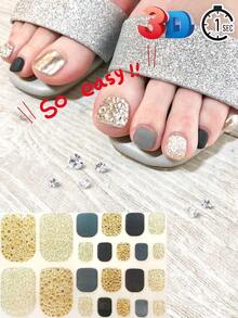 Stiker Kuku Rhinestone Polka Dot 3D, Aksesori Pakaian Perjalanan, Dekorasi Seni Kuku Wanita Musim Panas, Desain Rhinestone Emas Penuh, 22 buah Stiker Kuku Kaki - MultiWarna - View 1