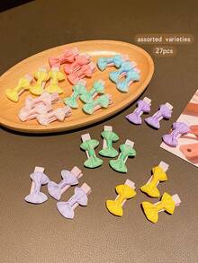 27pcs Random Color Fabric Bowknot Hair Clips, Cute Sweet Hair Accessories Suitable For Daily Use - Multicolor - View 6
