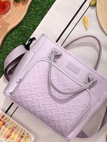 Large Capacity Insulated Lunch Bag, Essential For Office Workers, Long-Lasting Temperature Retention, Waterproof & Durable Material, Adjustable Shoulder Strap + Comfortable Handle, Suitable For Commuting, School, Picnic - Multicolor - View 8