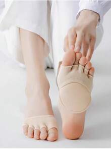 1/5雙女款純色開口棉質海綿墊，吸汗防滑防磨腳五趾墊，減壓防滑止痛超柔軟半掌墊，適用於高跟鞋與皮鞋 - 彩色 - 查看 7