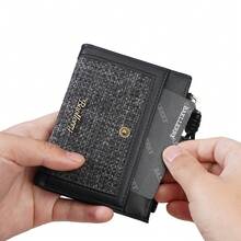 Baellerry 女士多功能卡包，带隐藏式零钱包、拉链钱包、大容量多卡位身份证件收纳包、小巧迷你钱包 - 黑色 - 查看 8