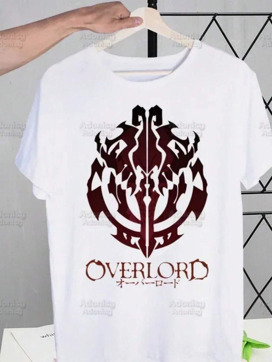Overlord Anime Albedo T Shirts For Guys O-Neck Short Sleeve Ainz Ooal Gown Momonga T-Shirt Regular Men Hip-Hop Tee Shirt2 - trắng - Xem 1