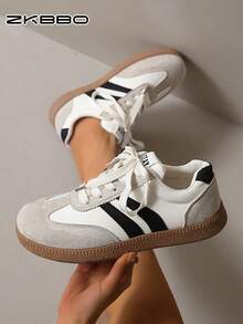 ZKBBO Giày bệt nữ, giày thể thao đi bộ, giày sneaker cổ điển nhẹ và thoải mái. - Màu be - Xem 2