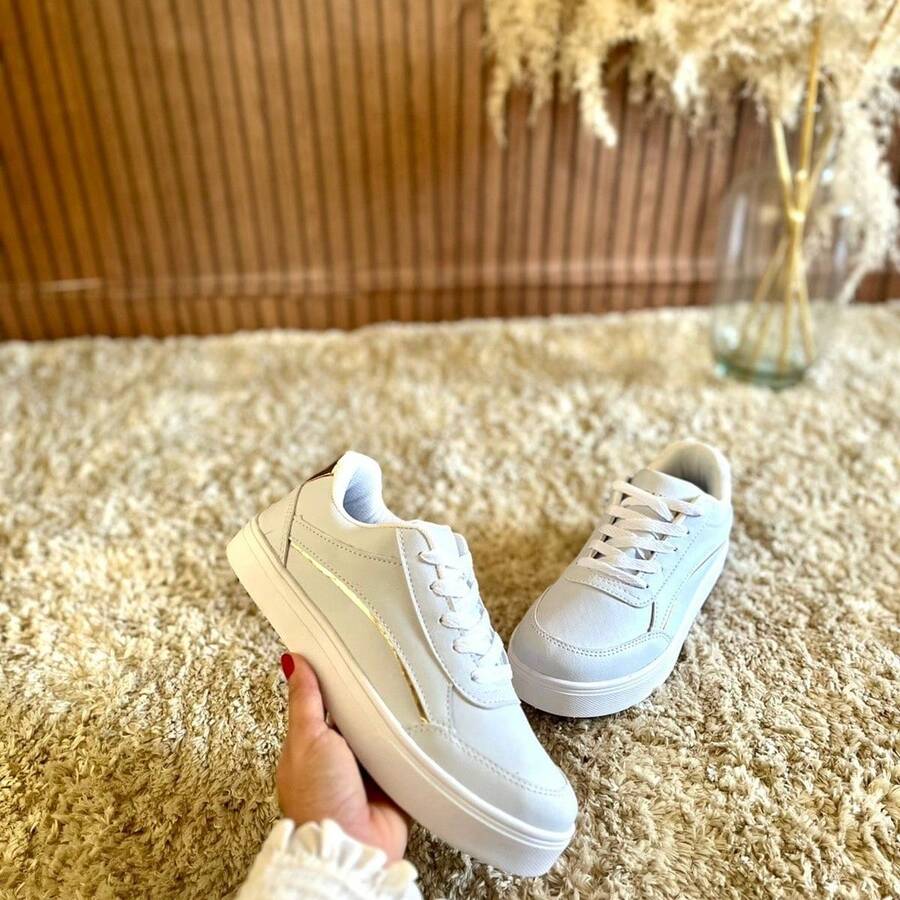 Tenis Feminino Fashion RetroForce Casual Blogueira Trend Tendencia 2026 Estiloso - Branco - Visão 1
