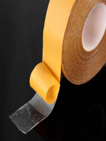 1 Roll Heavy Duty Double-Sided Tape, Waterproof High Adhesive, Suitable For Fixing Carpet Edges, Grid-Backed Double-Sided Tape, Super Strong Double-Sided Adhesive Fiber Bandage, Heavy Duty Yellow Cloth Tape, Applicable For Office And Home
