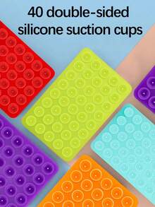 40pcs Double-Sided Silicone Suction Cup Phone Holder, Reusable Double-Sided Suction Cup Suitable For Home, Office, Smooth Surfaces - Multicolor - View 8