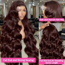 KGIFH 30 Inch Chocolate Brown Lace Front Wigs Human Hair Body Wave 13x6 HD Lace Front Wigs Human Hair Pre Plucked 4# Colored Brown Wig Human Hair 100% Brazilian Glueless Lace Frontal Human Hair Wigs For Women - S4 - 查看 11