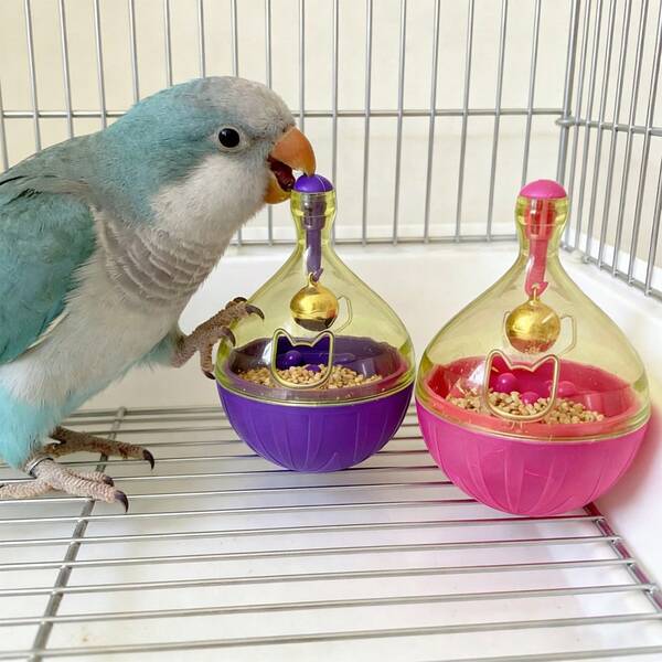 1pc Anti-Bite Durable Rattle Feeder Toy; Interactive Rolling Ball Feeder Toy With Bell For Parrots, Parakeets, Lovebirds And Hamsters, Suitable For All Seasons