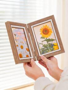 Tabletop Folding Photo Frame, Holds 2 Pcs 4x6 Inch Photos, Plastic Foam Material, Creative Hinged Frame, Suitable For Living Room, Bedroom, Display Art Photos - Multicolor - View 4