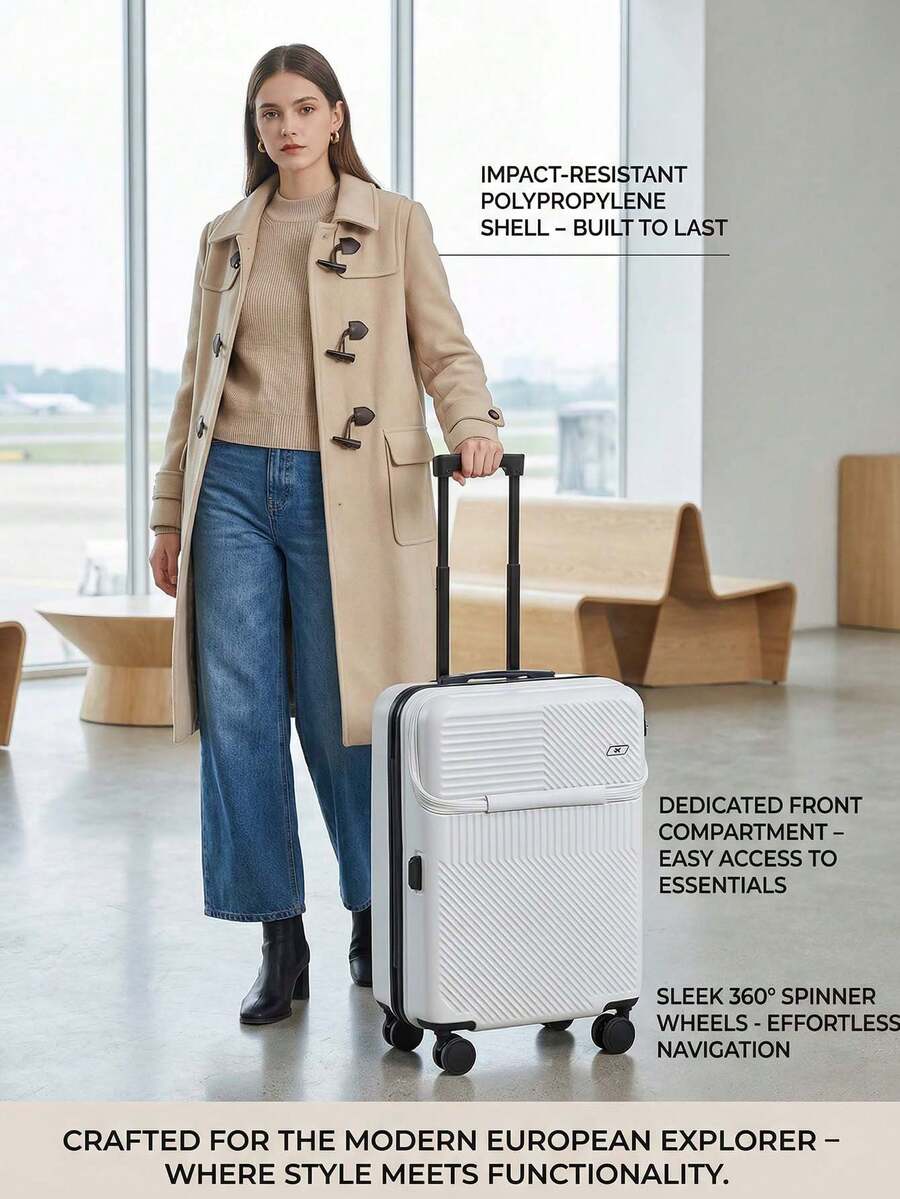 1 件 20 英寸多功能前开式随身行李箱：方便高效，可随时使用，耐用的硬壳结构耐冲击，移动顺畅安静，双拉链设计，方便携带，解放双手，内部空间宽敞，非常适合圣诞节、情人节、2025 年新年礼物，冬季旅行必备！适合商务旅行、短期旅行和学生通勤。 - 白色 - 查看 1