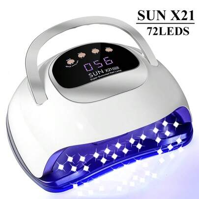X21MAX 72颗LED灯珠高功率UV美甲灯，专业便携式美甲烘干机，适用于美甲沙龙和家庭使用，快速烘干，可拆卸卫生底座，UV美甲灯