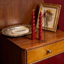 2pcs Vintage Style Burgundy Scented Candles, Including Large Spiral, Thick Rib, Thin Rib And Pointed Tip Candles, Suitable For Lighting, Aromatherapy, Photography Props And Atmosphere Creation - Color - View 16