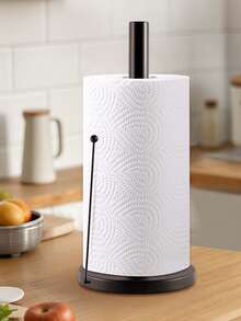 1pc Stainless Steel Tissue Paper Holder, Kitchen Paper Towel Dispenser, Wrap Foil Stand, Silver - Silver - View 4