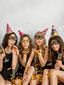 12pcs Black & Gold Birthday Party Glasses, Suitable As Birthday Photo Props, Unique Birthday Party Perfect Gift - Party Glasses - View 6