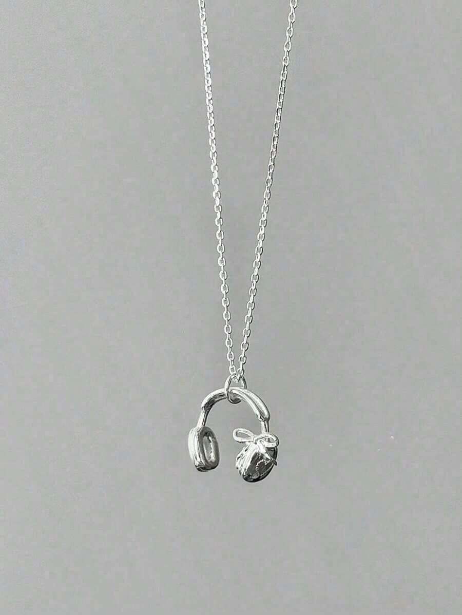 1pc Fashion Personalized Headphone Necklace, Suitable Women In Any Occasion - 銀 - 查看 1