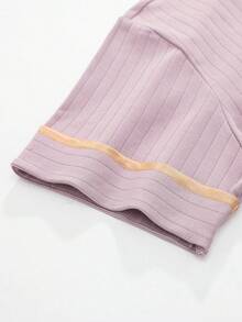 1 Set Women Short Sleeve Pajamas & Shorts, Soft & Comfortable Loungewear - Lilac Purple - View 6