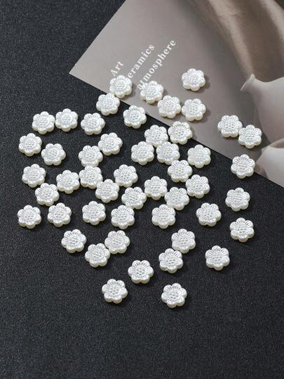 40pcs Pearl Color Hollow Small Flower, 5-Petal Suitable For DIY Handmade Bracelet, Necklace, Simple Handcraft Flower, Potted Plant Craft, Wedding Decoration, Clothing Accessories, DIY Materials
