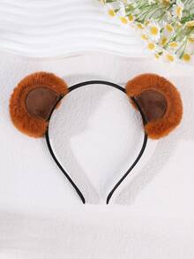 1个熊耳朵发箍，毛茸茸的松鼠耳朵发箍，棕熊动物服装，成人洗脸化妆发箍，耳朵可活动设计 - 彩色 - 查看 6