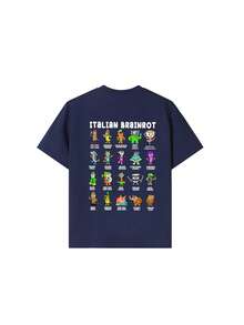 T-Shirt à Imprimé Graphique Humoristique << ITALIAN BRAINROT » Pour Garçon Préadolescent, Idéal Pour Un Look Décontracté, Streetwear, L'école, Les événements, Et Comme Haut à La Mode Pour L' - 黑色 - 查看 5