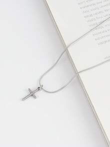 1pc Stainless Steel Tiny Cross Pendant Necklace For Women Fashion Exquisite 18K Gold Plated Charms Collar Necklaces Jewelry - Necklace - View 5