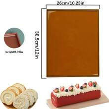 1/2 tấm lót silicon làm bánh cuộn Thụy Sĩ - Tấm lót nướng silicon, khuôn bánh cuộn thạch, viền silicon chống dính, tấm lót bánh silicon dễ vệ sinh, thích hợp cho bánh cuộn Thụy Sĩ, bánh ngọt, thạch, bánh quy (Màu nâu) - màu nâu - Xem 3