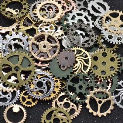 50g Steampunk Cogs & Gears Charms Antique Bronze Pendant Charms Bracelet Craft Metal Charms For Jewelry Making DIY Supplies
