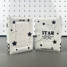 1pc K-Pop Photocard Album | Cute Black Cat, Dotted Stars, Pink Tone, Heart Snowman Design, Thick 3in PU Material Idol Photocard Collection Album - Black and White - View 14