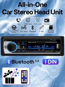 1-DIN Car Stereo Player With Digital Bluetooth, MP3 Player, FM Radio, Stereo Audio, USB Port And AUX Input - 520-b - View 1