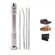 Leather Sewing Needles Kit, Set Contains Silver Leather Sewing Awl, 4 Piece Needle Suitable For Leather Canvas Tent - Multicolor - View 4