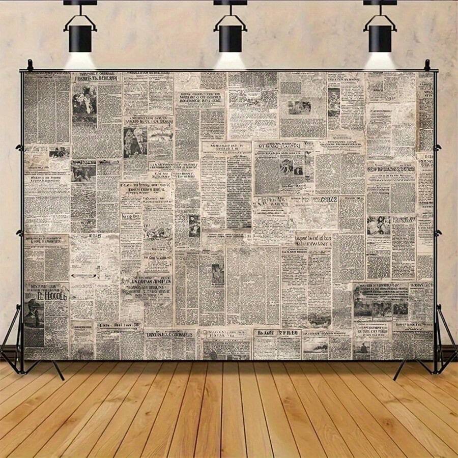 1 pieza Fondo de fotografía impreso en 2D plano, con diseño de periódico vintage. Ideal para fiestas, oficinas, cumpleaños, aniversarios, bodas y otros eventos - 5 - Ver 1