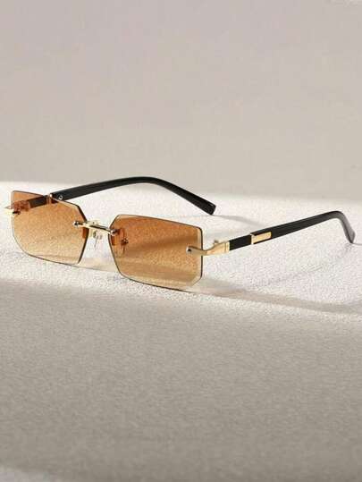 1 Pair Unisex Black Ultra-Thin Frameless Y2K Fashion Glasses, Suitable For Summer Beach, Driving, Beach Accessories, Street Style, Can Be Matched With Sweaters, Jackets, Hoodies, Leather Pants And Cargo Pants, Ideal For Summer Beach Vacation, Outdoor Activities And Travel