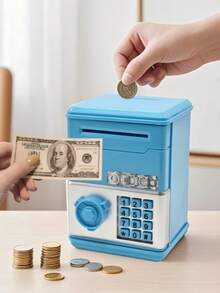 1pc Plastic Piggy Bank, Small Piggy Bank, Modern Blue/Pink/Green/Purple Piggy Bank - Mini Piggy Bank - View 1