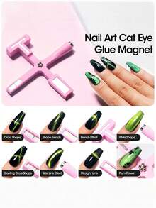 5-In-1 Multi-Functional Strong Magnet Stick, 3D Cat Eye Gel Nail Polish Magnet Tool, Magnetic Pen, Nail Art Design Glitter Effect Magic Nail Salon Tools, Nail Art Supplies, Suitable For Nail Stickers - Black - View 9
