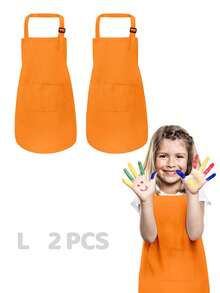 2pcs Adjustable Children's Art Apron, Boys & Girls Cooking Apron With Pockets, Suitable For Kitchen, Lab Activities, Painting And Baking Crafts - Multicolor - View 12