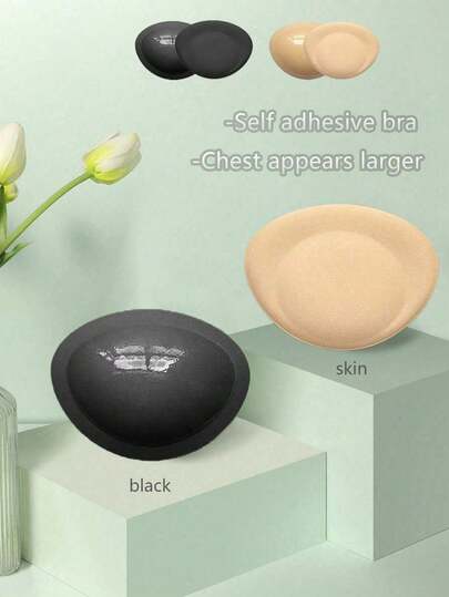 1 Pair Self-Adhesive Bra Pads For Women, Suitable For Bras, Swimsuits Or Bikinis, Suitable For Women With Larger Bust, Thickened Invisible, Applicable To Swimwear, Bikinis And Push-Up Bras, Regular Bra Cups