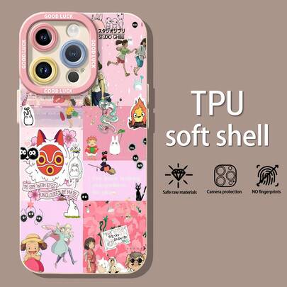 Personajes de la película Ghibli sobre un fondo rosa, adorables y encantadores. Esta elegante funda es compatible con Samsung, Apple, VIVO, OPPO, Motorola, Transsion, Google, Xiaomi y Honor. Fabricada en silicona TPU, ofrece protección contra golpes y caídas, además de una sensación superior. Es un regalo ideal para familiares, amigos y seres queridos, y una opción perfecta para San Valentín y Año Nuevo.