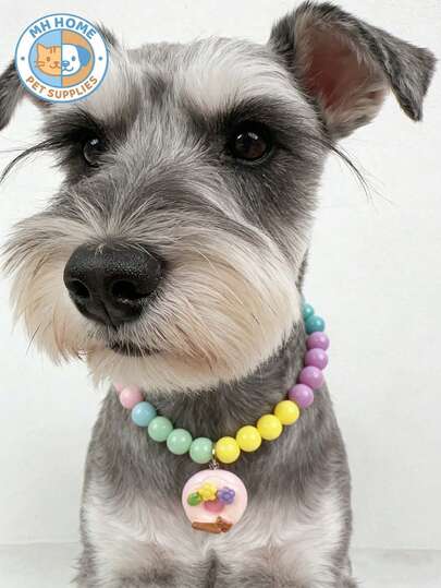 1 Stück Dopamin-Perlen-Katzenhalsband, süßer Dessert-Anhänger Haustier-Halsband, Hund Halsband Schmuck Dopamin Haustier-Halsband, Perlen-Katzenhalsband, Dessert-Anhänger Hundehalsband, süße Haustier-Accessoires, buntes Perlen-Halsband, süßer Haustier-Schmuck, modisches Katzenhalsband
