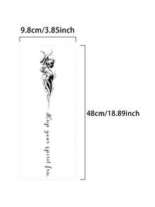 1pc Spine Tattoo Sticker, Fake Temporary Tattoo, Y2K Geometric Semi-Permanent Tattoo, Waterproof, Sweat-Resistant, Long-Lasting 1-2 Weeks, Wear-Resistant, Non-Reflective, Black, Unisex, Modernist Body Art Tattoo Sticker - Black - View 5