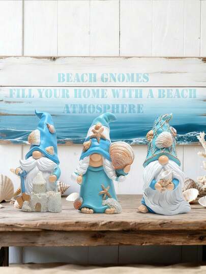 1件夏季小矮人装饰摆件，手工制作，家居、海滩小屋装饰，北欧风格，夏季精灵装饰，可摆放在桌子、架子或客厅。