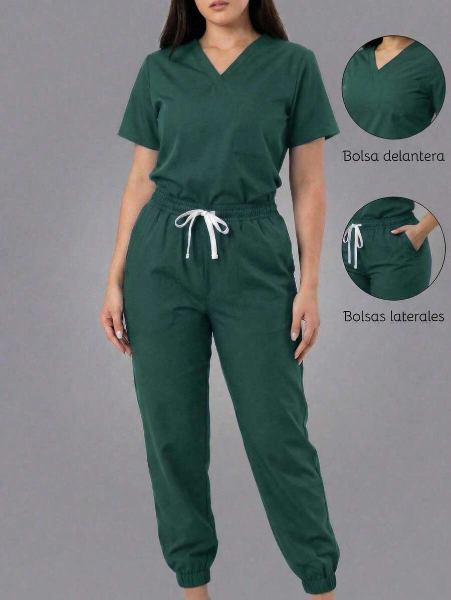 Scrub Sets - Dark Green - View 1