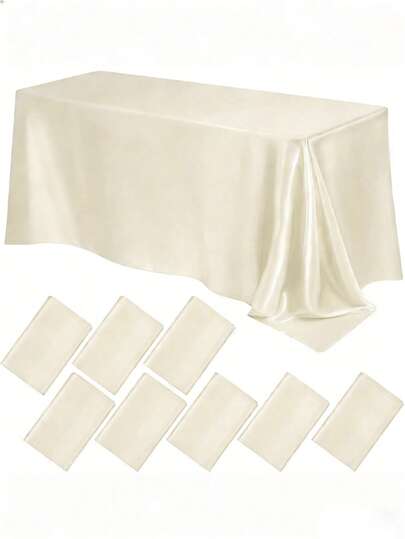 1pc Milky White Satin Tablecloth,Solid Color Smooth Fabric Rectangular Tablecloth,Fading-Resistant Silk Satin Rectangular Tablecloth,High-End Solid Color Table Cover For Wedding Banquet,Dining,Party Decoration,Wedding Decoration Tablecloth,Birthday Party Room Decor Tablecloth,Banquet Decoration,Party Event Decor,Wedding Party Home Decor Dining Table Cloth,Party Gift, Kitchen Decor Tablecloth