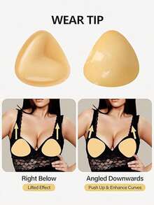 2pcs/Set Women's Reusable Double-Sided Self-Adhesive Triangle Bra Lift Pads, Suitable For Sports Bras, Swimwear, Etc. - Multicolor - View 2