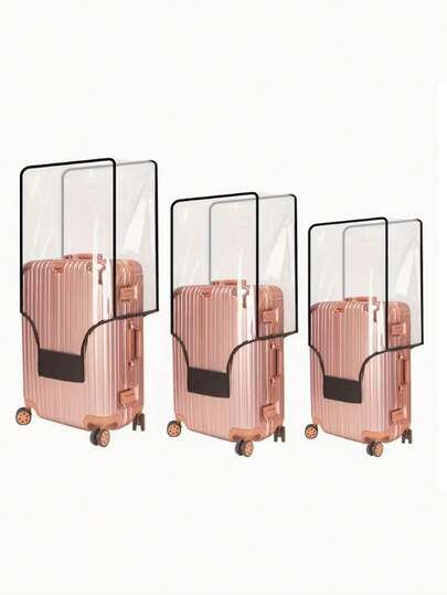 1pc Transparent Luggage Protective Cover, Waterproof Dustproof Travel Suitcase Cover, Thick PVC Anti-Scratch Luggage Protector, Transparent Luggage Cover, Luggage Protection Bag, Waterproof, Anti-Wrinkle, Multiple Sizes, Secure Edges, Includes Manual Or Special Cleaning Instructions, White, Plastic Material, Suitable For 20/24/28 Inch Suitcases, Ideal For Travel Enthusiasts To Protect And Store Luggage